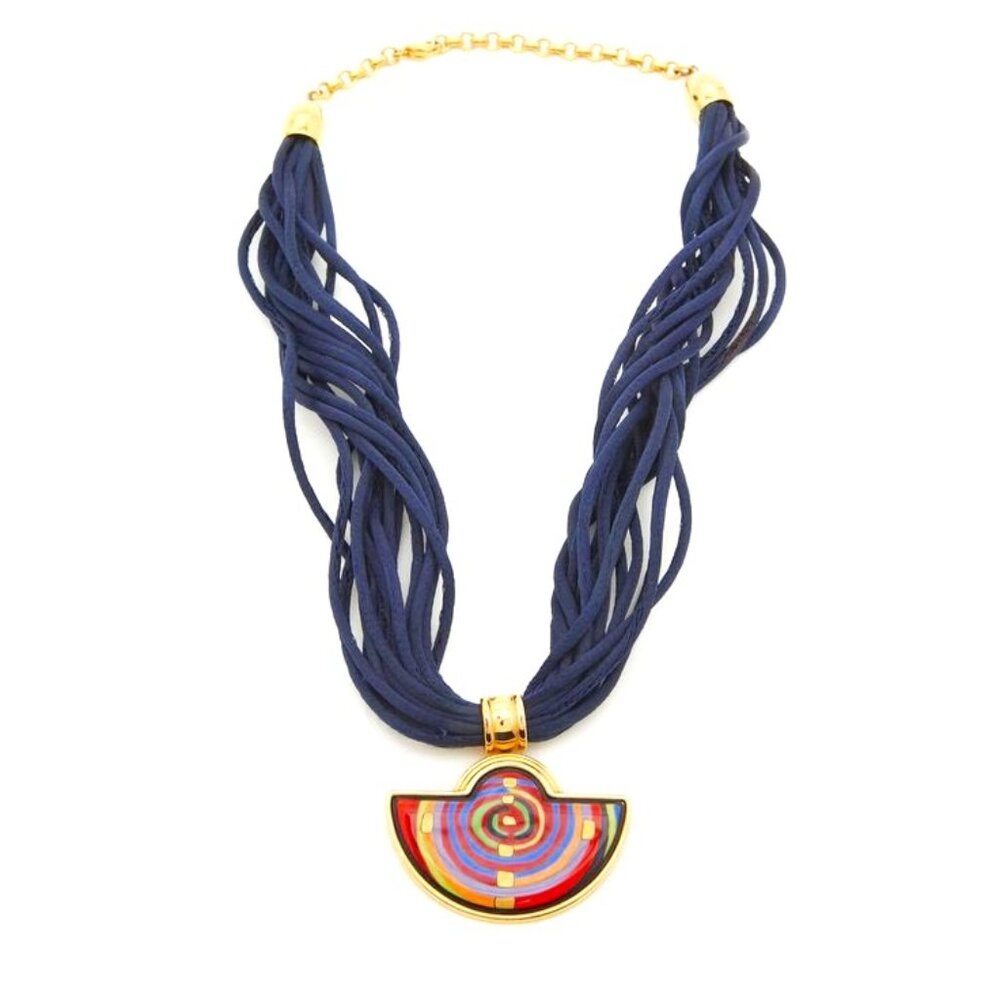 Frey Wille Fire Enamel Gold Tone Cord Necklace